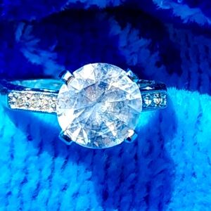 White topaz sterling silver engagement ring